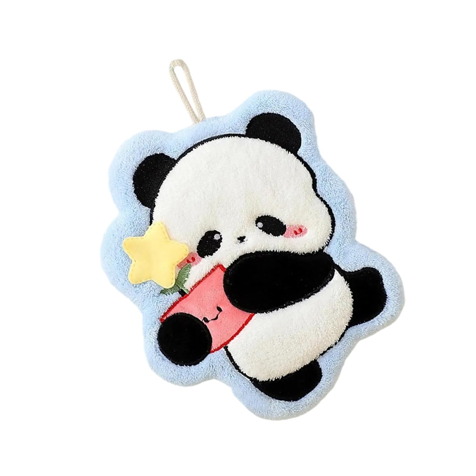 Snorvixre Cartoon Panda Hanging Towel Soft Fleece Hand Towels Great Absorbency for Household Fun Animal Pattern Home Cleaning Towels