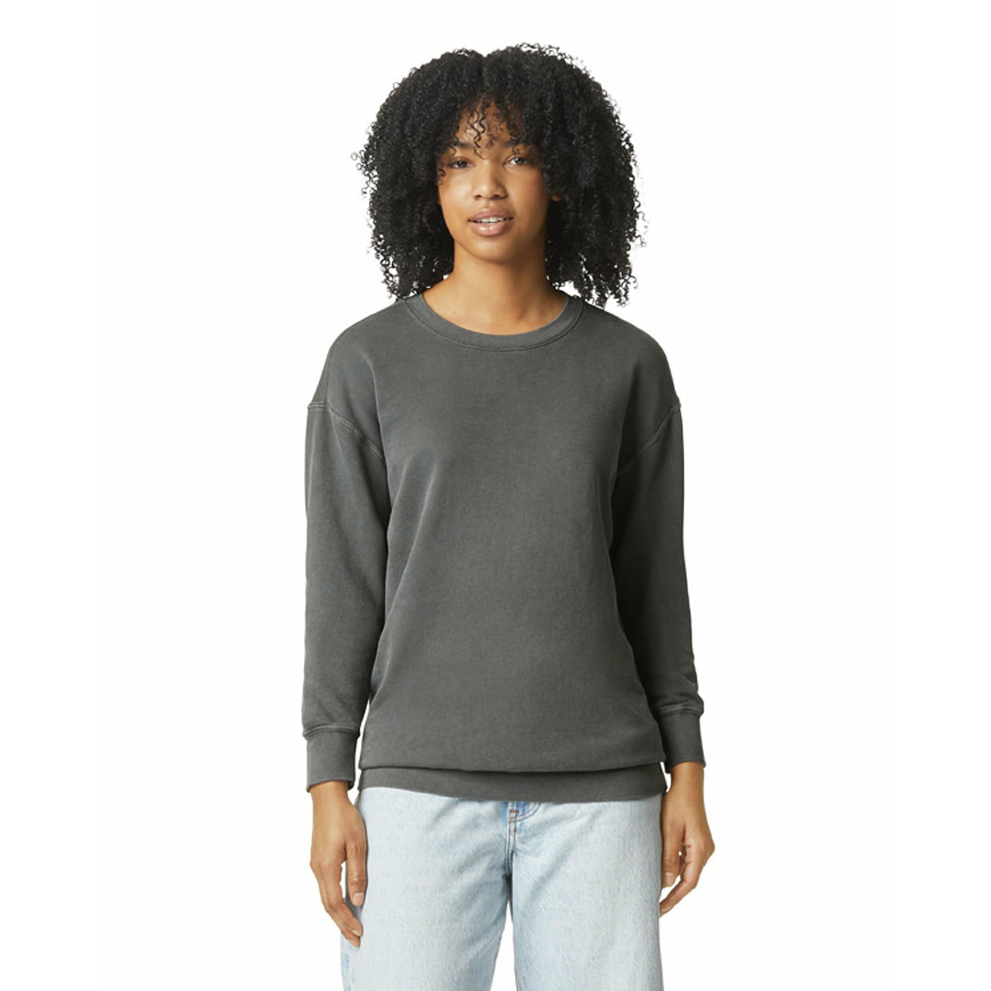 Comfort Colors Lightweight Cotton Crewneck Sweatshirt, Style G1466, Pepper, XXL