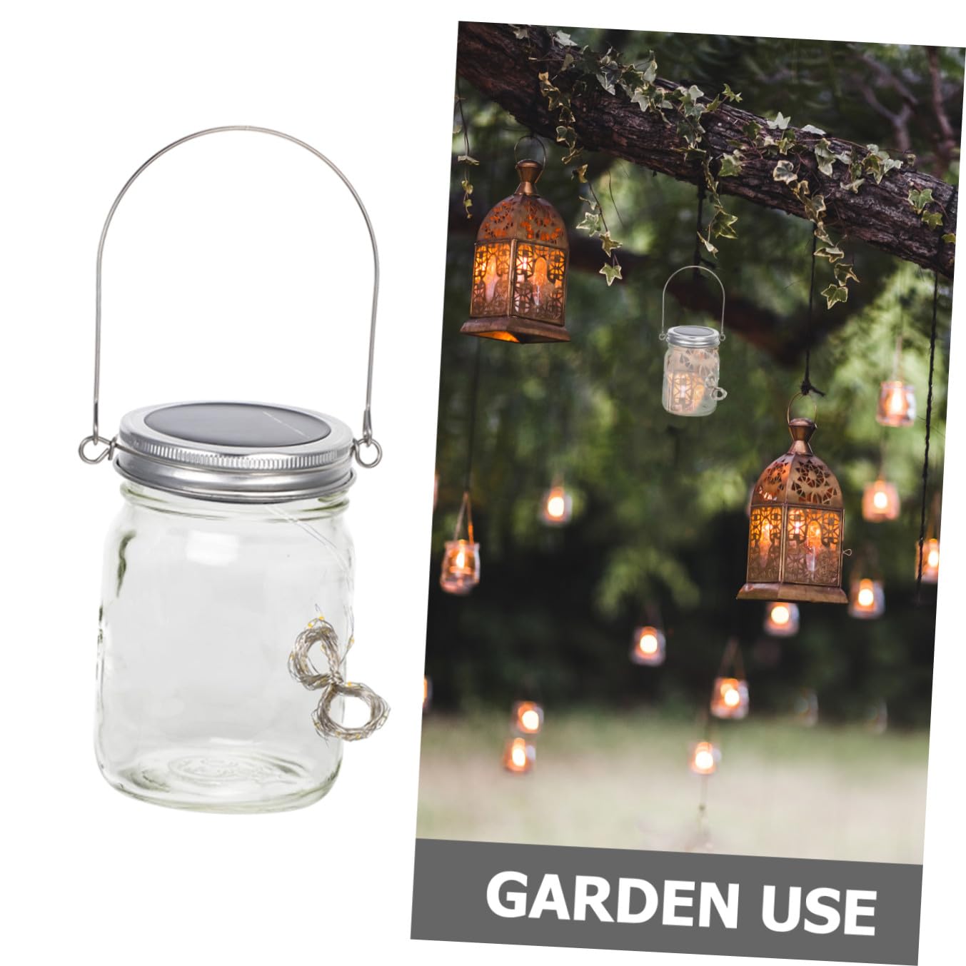 GALPADA 4 Set Copricoperchi Solari Stringa Luci LED da 20 Lampadine, Lampada Decorativa da Esterno in Acciaio Inossidabile e Alluminio, per Giardino e Balcone, Facile da Appendere