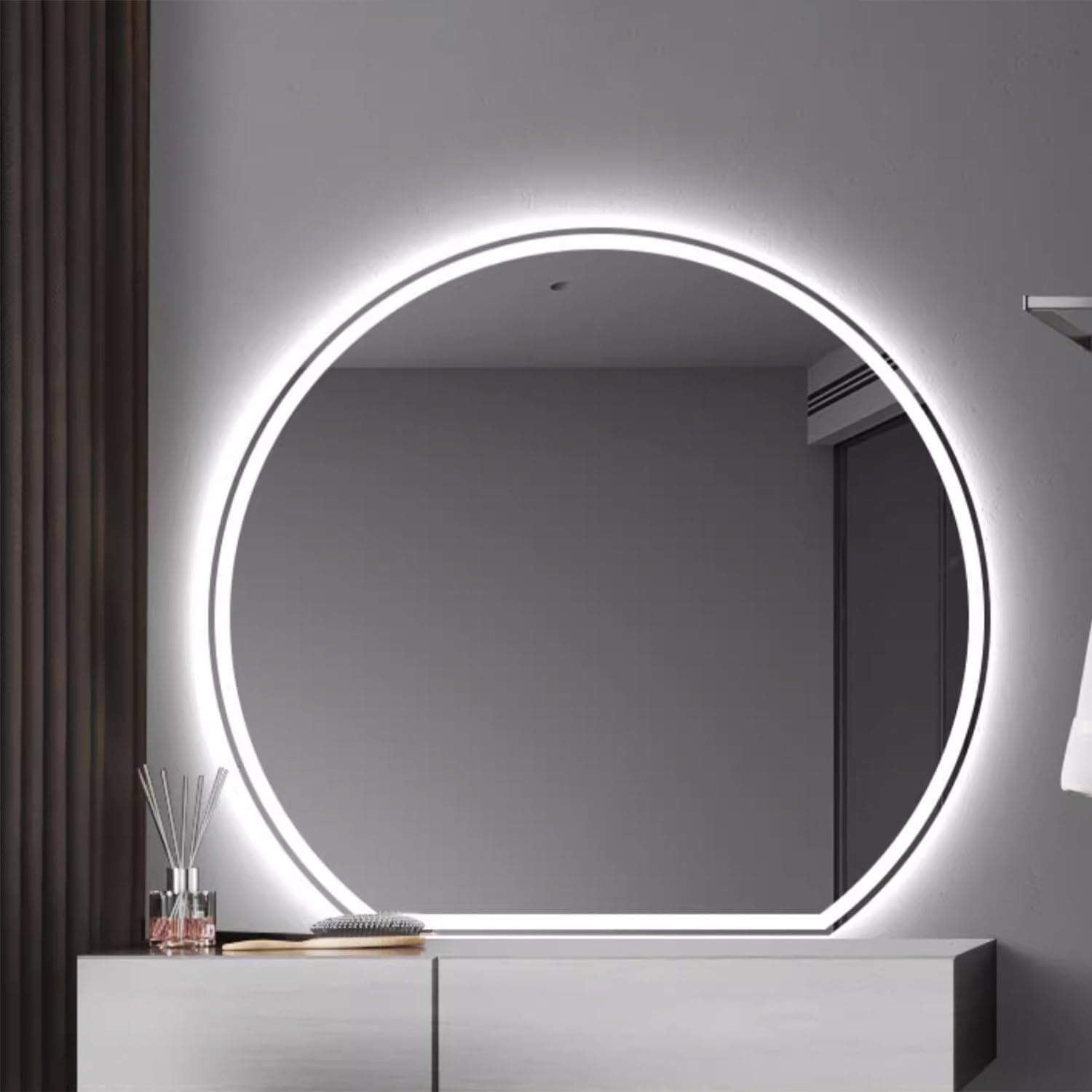 Miroir de maquillage mural de 70cm rétroéclairé dimmable et anti-buée tactile