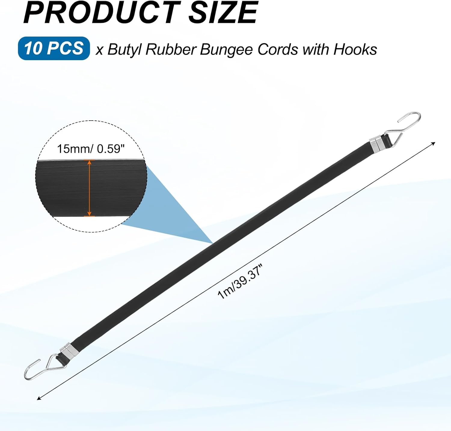 uxcell バンジーコード フック付き 39.5インチ バンジーストラップ ゴム製タープストラップ タイダウンコード メタルフック
