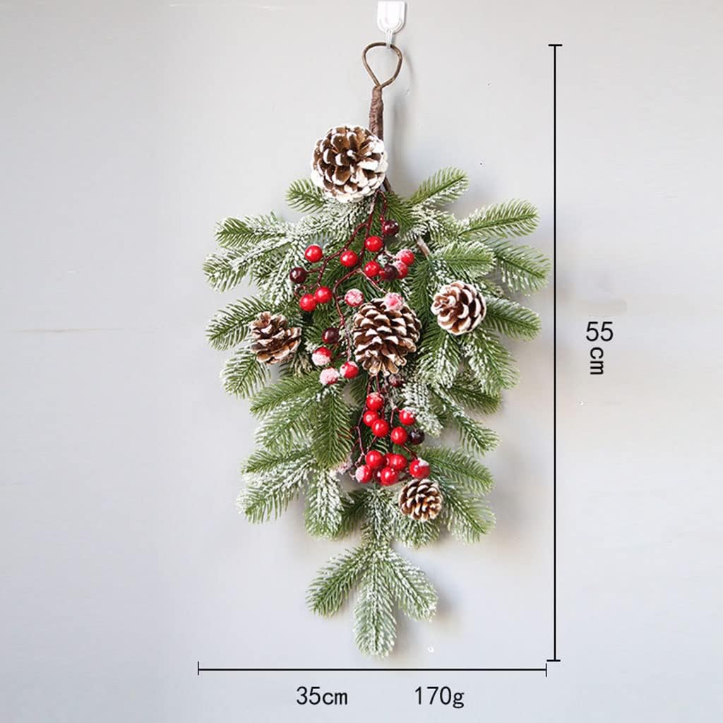 Generic 3X Artificial Christmas Teardrop Swag Wall Hanging Decor Window Snow Flocked