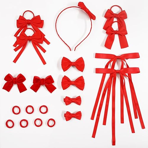 20 piezas de accesorios para el cabello escolar color rojo, lazos para el cabello, accesorios para el cabello para niñas pequeñas y escolares