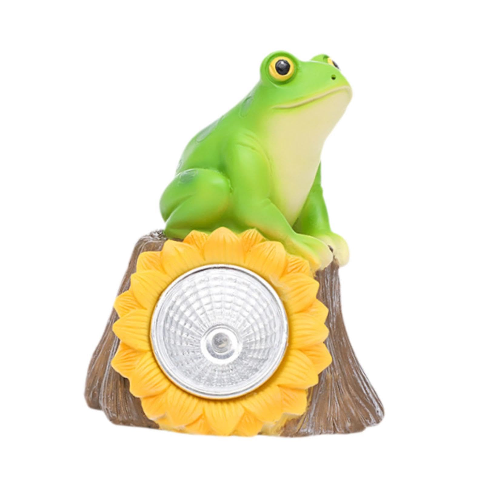 MotiveTech Outdoor Animal Statue, Resin Sculpture with Solar Light, Landscape Lamp, Creative Housewarming Gift, Ornament for Home, Frog