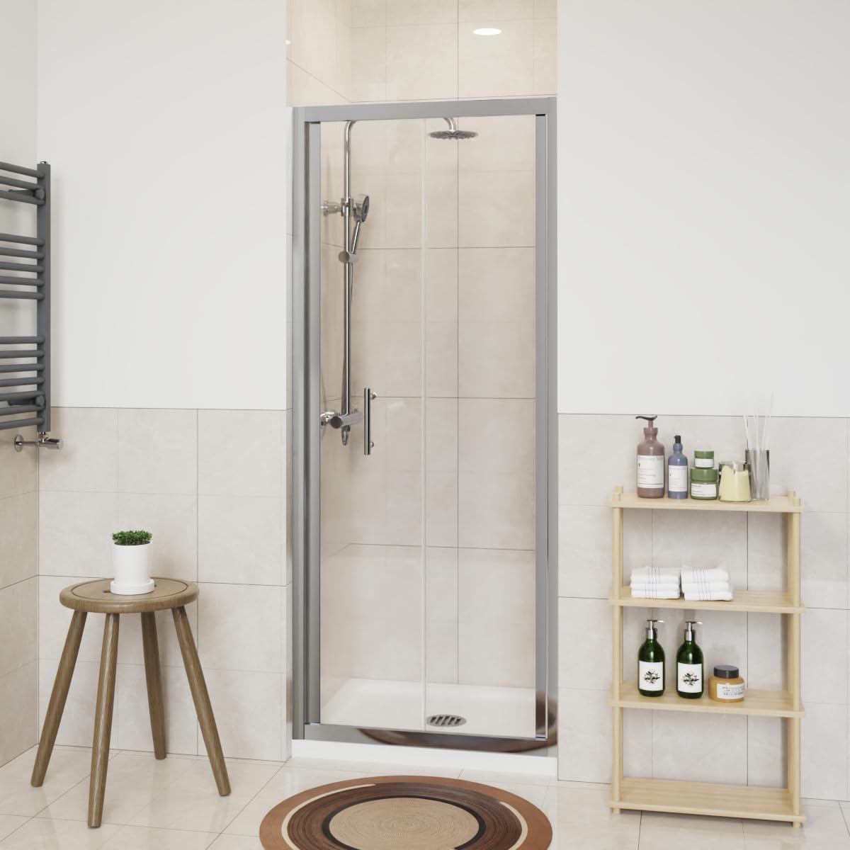 NRG 800 x 1900mm Bathroom Bi- Fold Shower Door Shower Enclosures Chrome Framed 6mm Glass