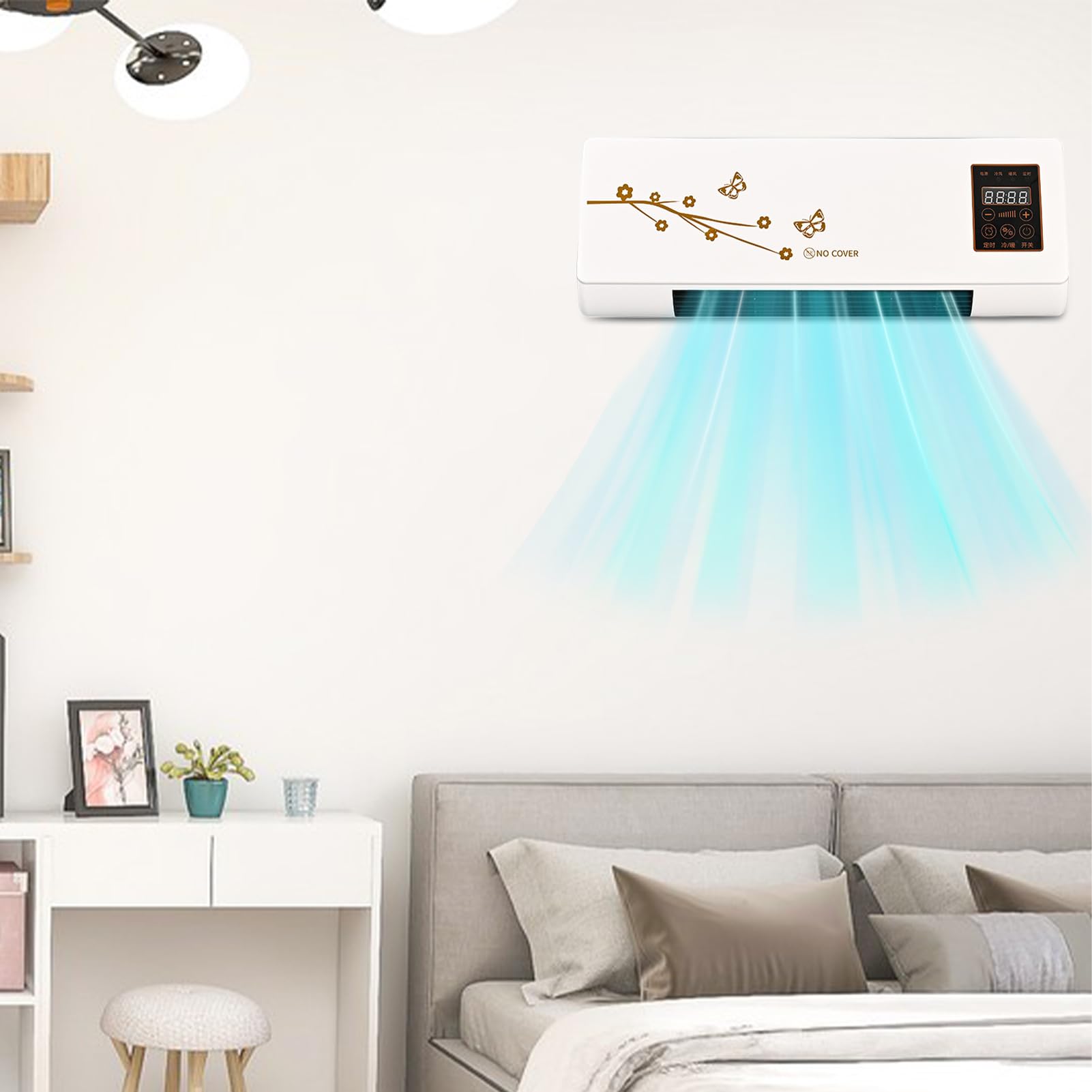 Aire Acondicionado de Pared - Aire Acondicionado Portátil,Con Función Frío y Calor, Silencioso y Temporizador 24H para Cocina, Coche, Hogar, Apartamento,