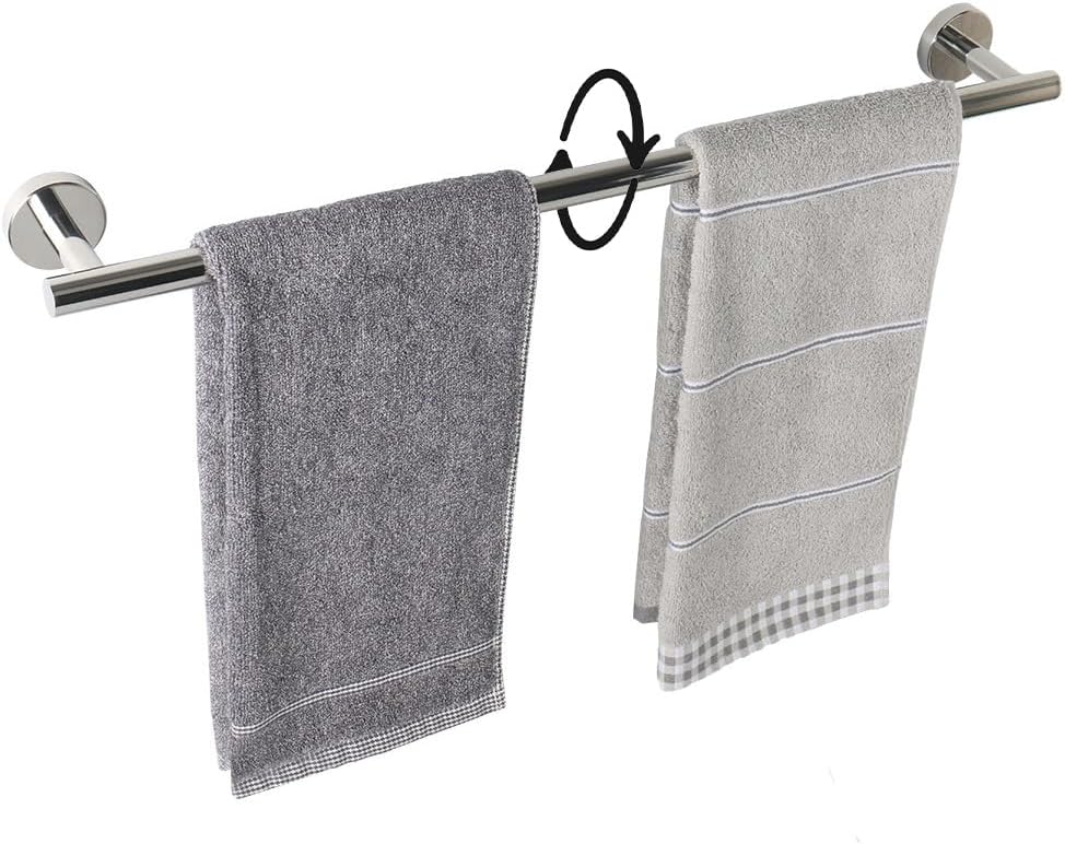 TocTen Bath Towel Bar - Thicken SUS304 Stainless Steel Bathroom Towel Holder, Towel Rod for Bathroom Heavy Duty Wall Mounted Towel Rack Hanger (24IN, Chrome)