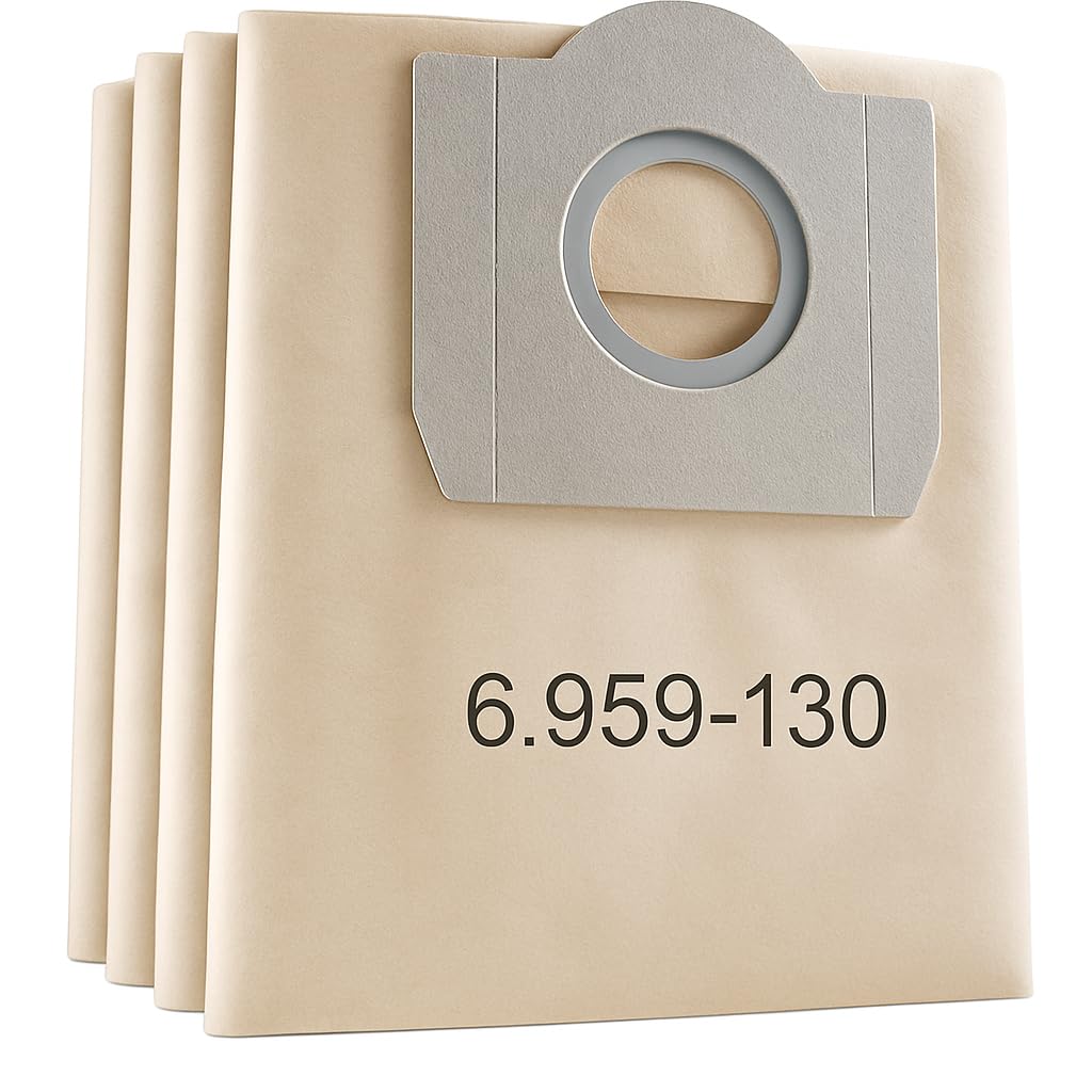 Paper Filter Bags Compatible with Karcher WD3,WD3 Battery, WD3.000–WD3.9999, SE4001, SE4002 – 5 Pack Vacuum Cleaner Dust Bags (6.959-130.0)