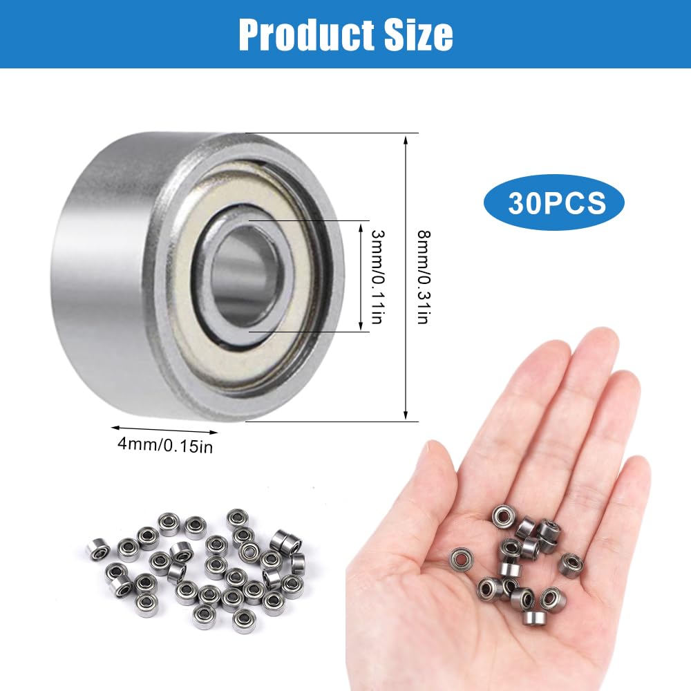 Produktbild von 20 Stück 693ZZ Kugellager – 3x8x4 Mm, Doppelt Abgeschirmt, Aus Lagerstahl Für 3D-Drucker & Modellbau