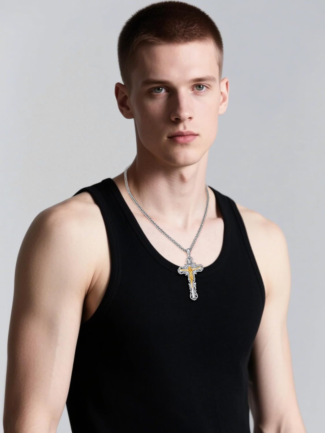 925 Sterling Silver Cross Crucifix Pendant Necklace for Men Women Saint Medal Christian Religious Necklace for Men - Image 5