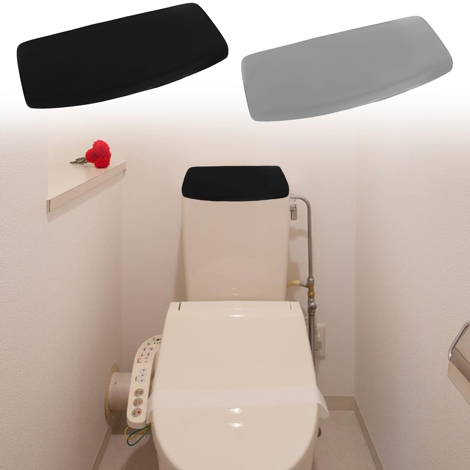 Toilet Tank Covers - Black & Gray Set -7 Toilet Tank Covers - Black & Gray Set -7