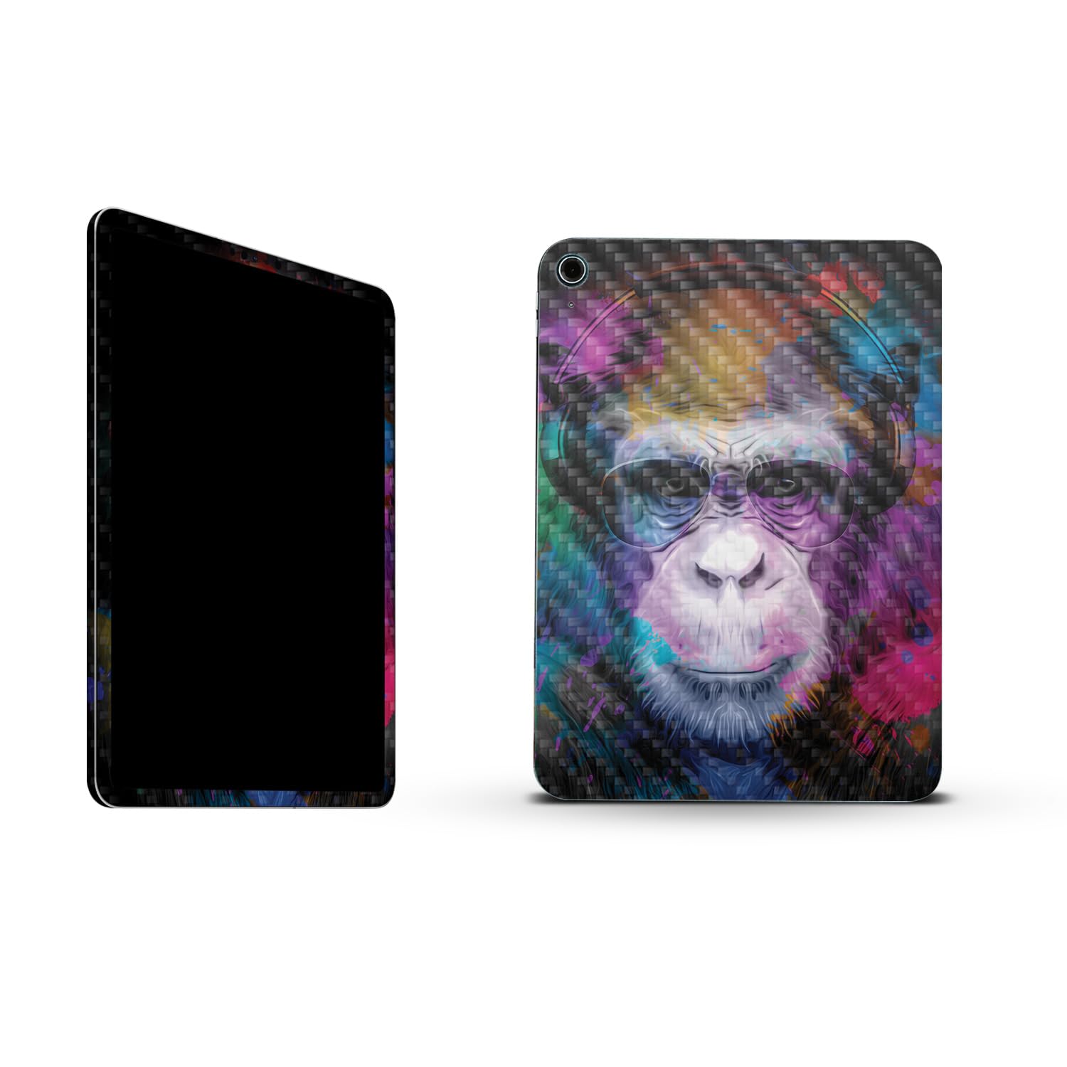 MightySkins Carbon Fiber Skin Compatible with Apple iPad 10.9" 10th Gen (2022) Full Wrap Kit - Neon Monkey | Protective, Durable Textured Carbon Fiber Finish | Easy to Apply | Made in The USA
