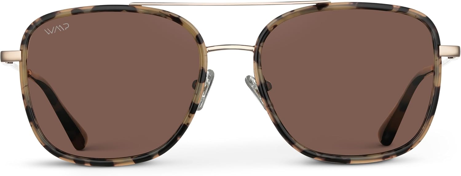 WearMe Pro - Women’s Polarized Square Sunglasses: Modern Square Aviator with Double Bridge Vintage Aesthetics