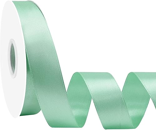 Miniatura 65 de Cinta de satén rosa polvoriento de doble cara, 3/8 pulgadas x 50 yardas, cintas de poliéster rosa polvoriento para envolver regalos, cinta de tela