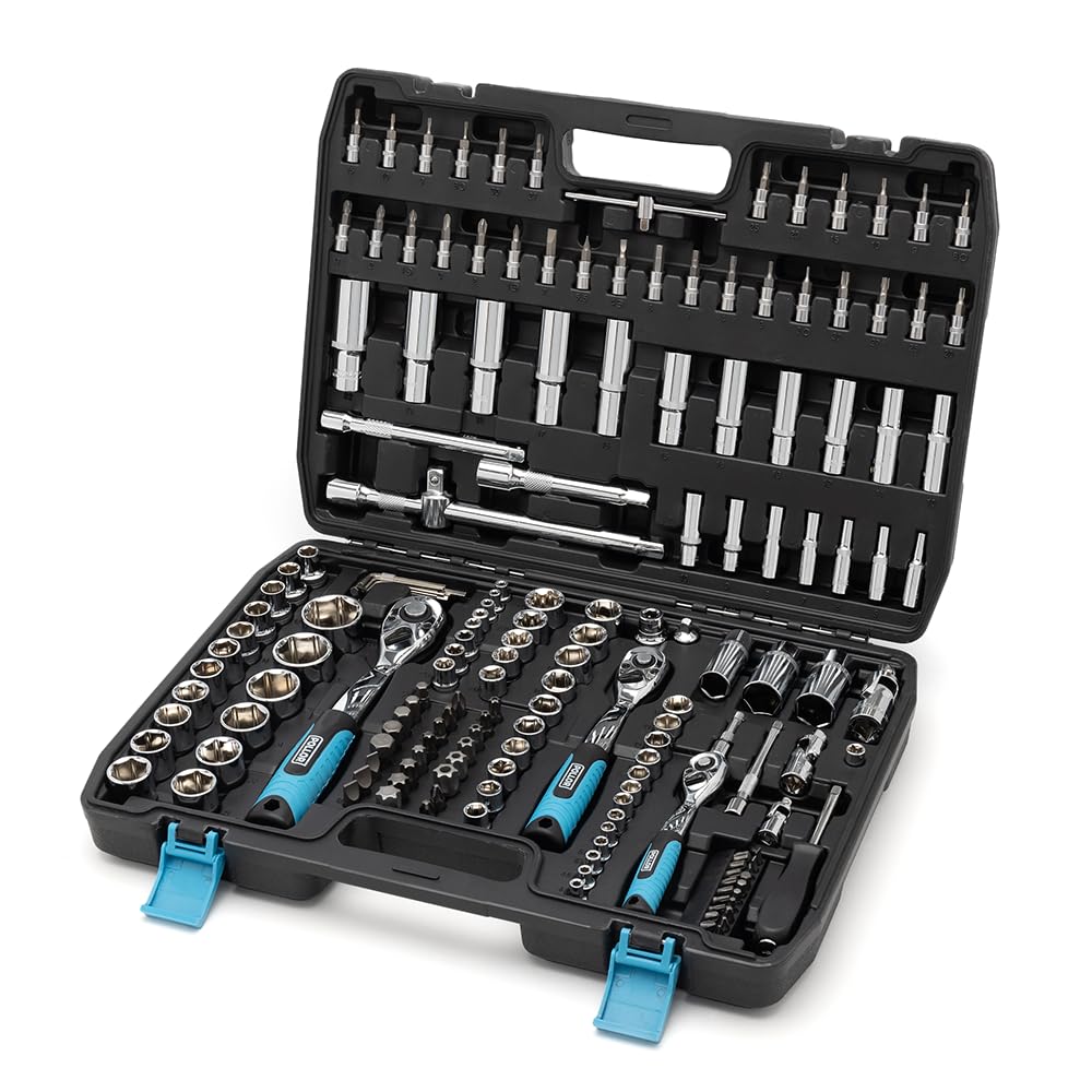 Högert Technik Set Chiavi A Bussola 24 Pezzi 1/2 Pollice – Bussole 8-32 Mm E Per Candele, Cricchetto 72 Denti, Valigetta