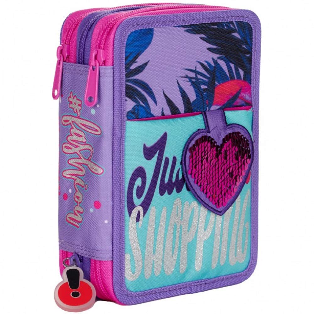 Gopop Schoolpack Zaino Scuola Fashion Estensibile 43x31x17 cm + Astuccio 3 Zip Completo