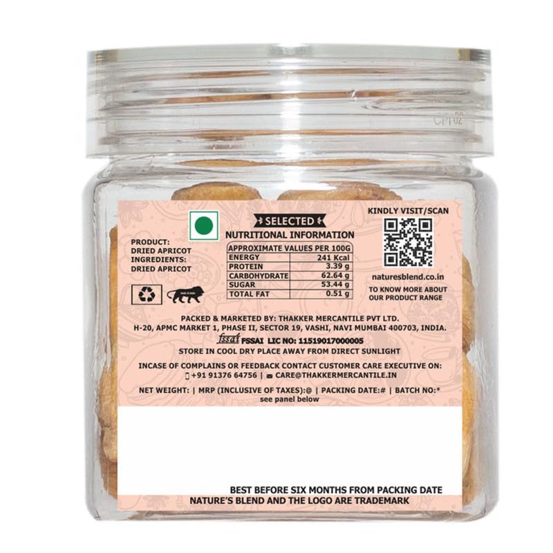 Image of Nature's Blend Dried Apricots 100g Jar | Sweet Tangy Sun Dried Apricots No Sulphur | Healthy Snack