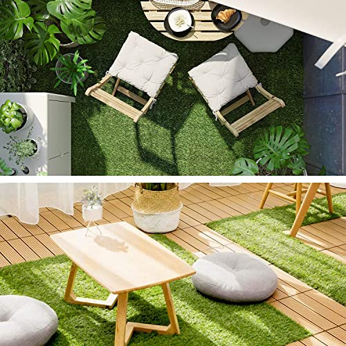 Gliwen 12 Pcs Artificial Grass Turf Tiles Interlocking Floor Tiles, 12" X 12" Fake Grass Deck Tile, Synthetic Grass Pet Mats For Indoor Outdoor Patio Balcony Flooring, 12 Sq. Ft #TOP6