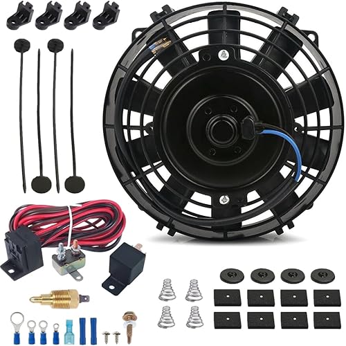 Ventilador eléctrico universal de 12 voltios para radiador de refrigeración de 38 pulgadas 12 pulgadas NPT termostato sensor de puesta a tierra Kit