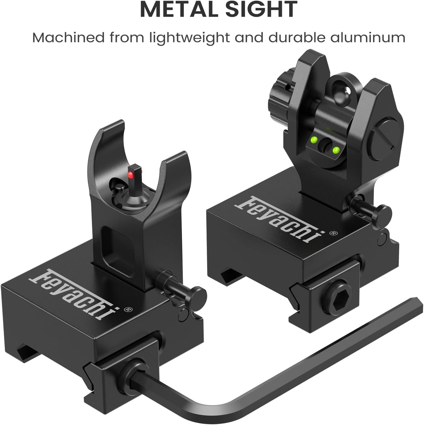 Feyachi S28 Flip Iron Sight con Herramientas de Ajuste, Miras Tácticas Plegables Delanteras y Traseras Sólo para Actividades Deportivas