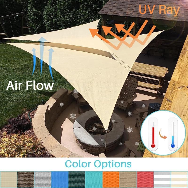 SHINPORT 6'x6'x6' Sun Shade Sail Canopy Sunshade Outdoor Triangle Fabric Cloth Screen for Patio Garden Yard Deck Pergola Canopy, Brown