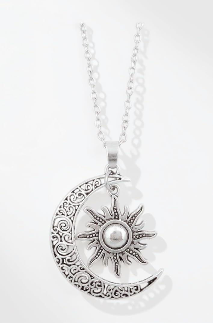 Sun Crescent Moon Necklace Choker Vintage Gothic Sunflower Sunshine Pendant Neckalce for Women Girls Statement Jewelry Gifts