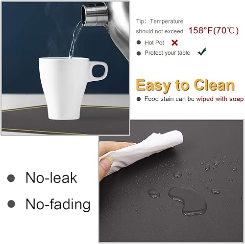 Miniatura 3 de WEHVKEI - Juego de 4 manteles individuales grises impermeables, lavables para interiores, mesa de comedor, hogar, cocina, cena, manteles