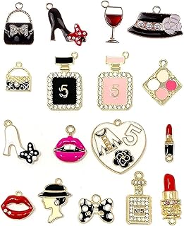 KASTWAVE Assorted Gold Plated Enamel Lipstick Perfume Fashion Style Charm Pendant DIY for Necklace Bracelet Jewelry Making and Crafting