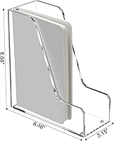 Vista 2 de SANRUI 2 Pack Acrylic Magazine File Holder, Vertical File Sorter Holders Desk Organizer, Clear Folder Organizer Document Rack for Office Desktop