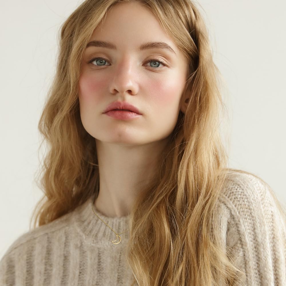 Crescent Moon Necklace – MUSTHAVE 18K Gold Plated Outline Crescent, Minimalist Pendant, Dainty Gold Moon Jewelry for Women, Simple Celestial Necklace, Nature Inspired Jewelry, 16+2 inch Extender, Message Card, Birthday, BFF, Unisex (Yellow Gold) - Image 7