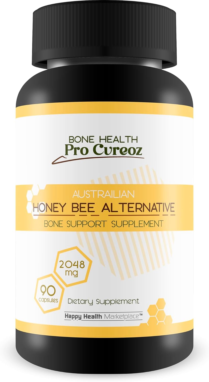 Vitamin D Bone Health - Our Best Bone Capsules for Improved Calcium Absorption - Alternative Austrialian Honey Bee Bone Support -Turmeric Joint Support - Natural Bone Health Formula - Bone Care