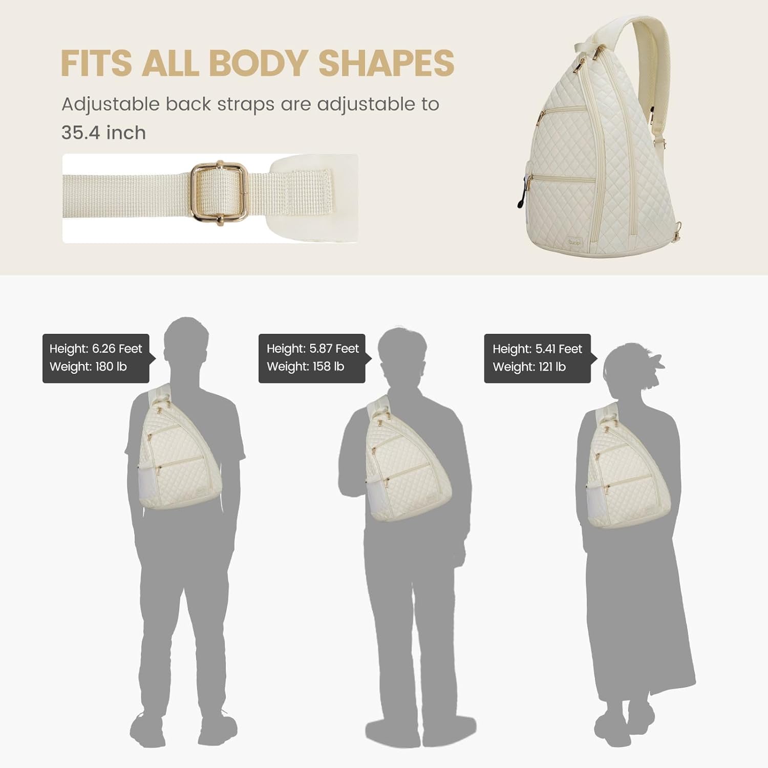 Sucipi Women's Pickleball Backpack - Quilted Crossbody Sling Bag for Tennis & Pickleball Paddle - Image 9