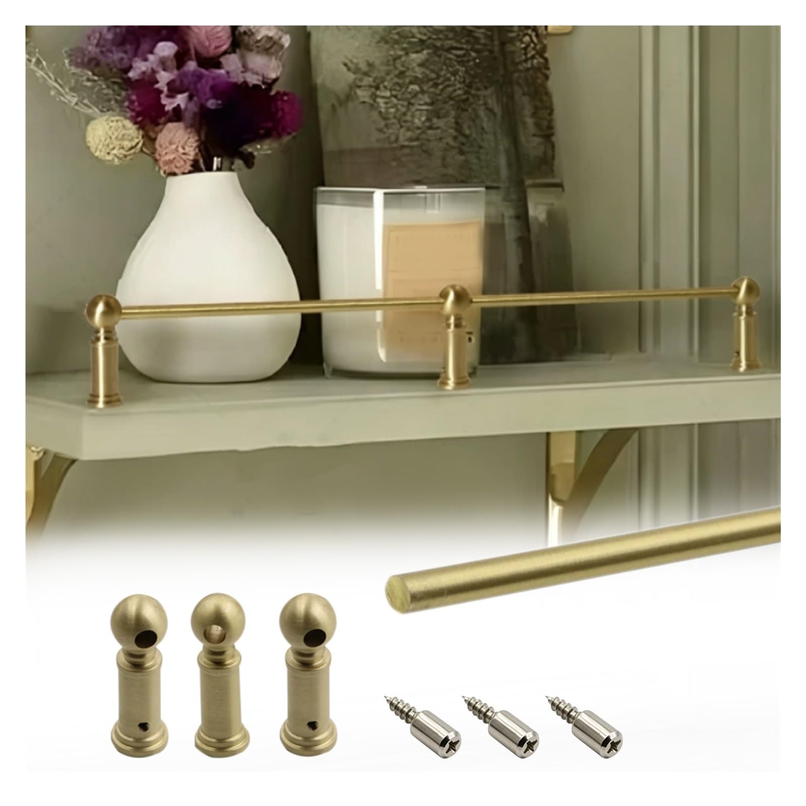 Hphdfs Style B Anti-Tipping Gallery Rails For Shelving, Decor Metal Book Shelf Stopper For Wardrobes/Kitchens/Rv, Custom & Removable Cabinet Safety Rail With Mounting Screws(,L 46Cm/18.1")