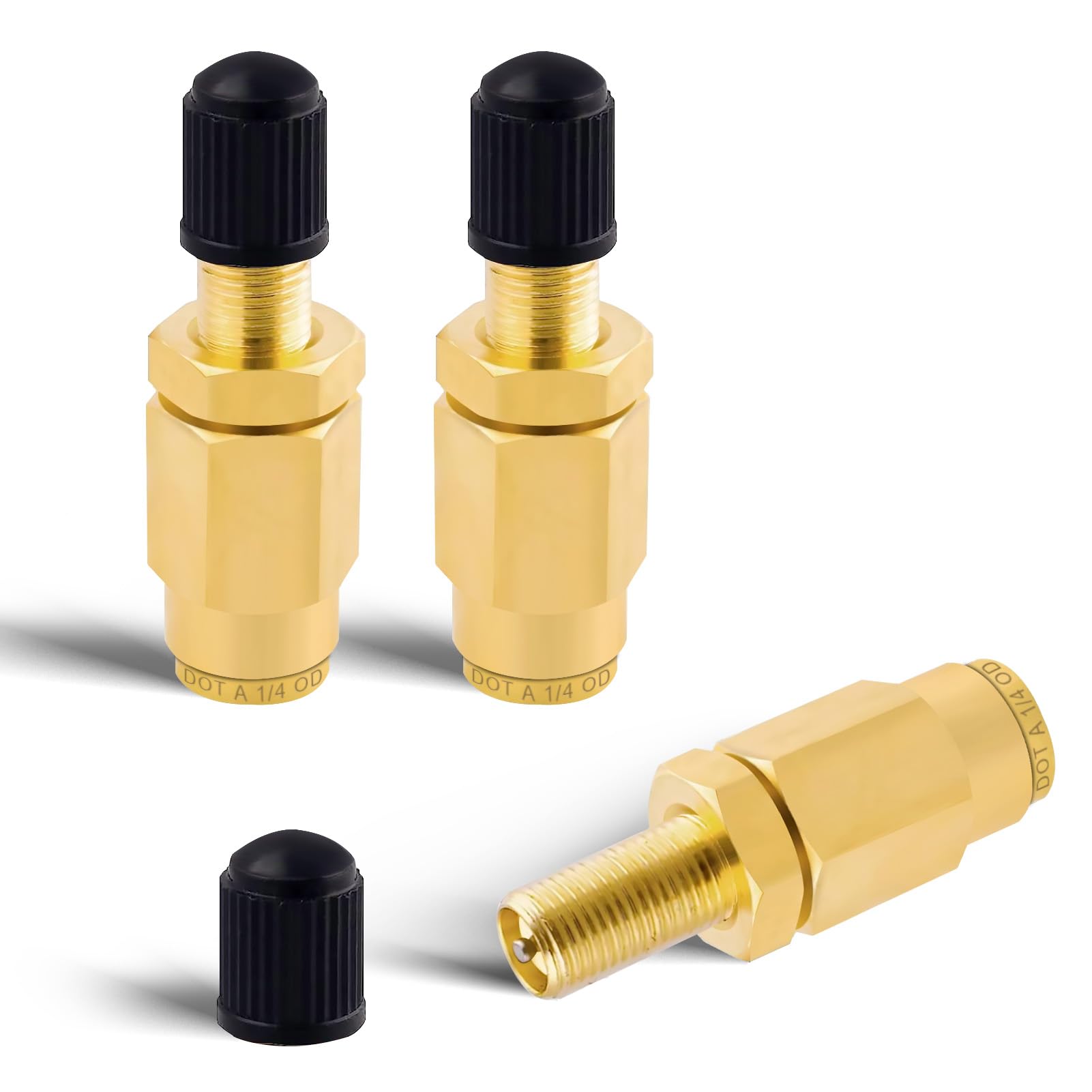 ZYINING3pcs Air Inflation Schrader Valve Adapter with Push To Connect for 1/4" OD Air Line Tubing Air Spring Bags Suspensio Semi Truck Trailers
