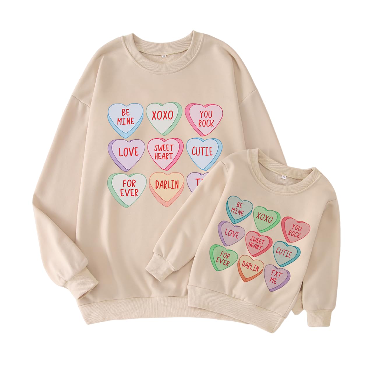 CM C&M WODRO Mommy and Me Valentines Sweatshirt Cute Heart Conversation Long Sleeve Shirt Lightweight Family Matching Outfit