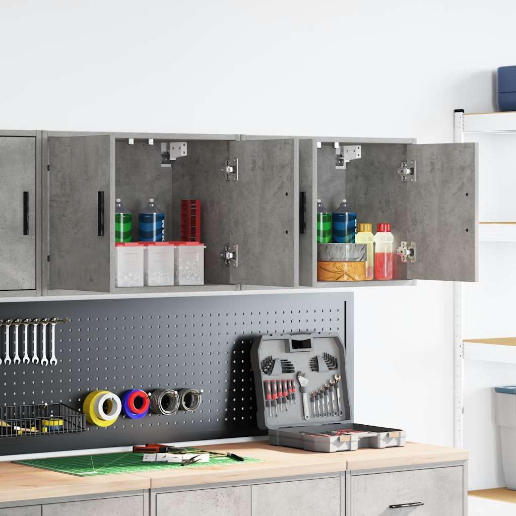 vidaXL Pensili per Garage 2 pz Grigio Cemento in Legno Multistrato