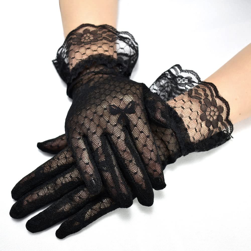 Guantes cortos de encaje para bodas de verano y paseos soleados