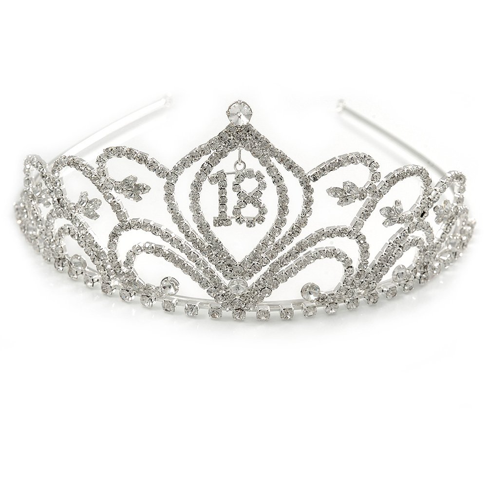 Tiara de princesa 18 para bodas y bailes de graduación con cristales 8