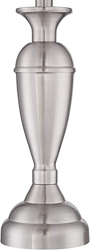 Miniatura 3 de Regency Hill Blair - Juego de 2 lámparas de mesa tradicionales de 25 pulgadas de alto, níquel cepillado y plata, pantalla de tambor de arpillera