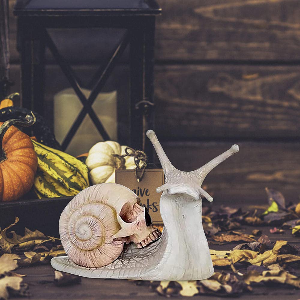JaeyiTfu Halloween Snail Skull Resin Statue - Creepy Skull Shell Decor For Spooky Garden & Home - View #6
