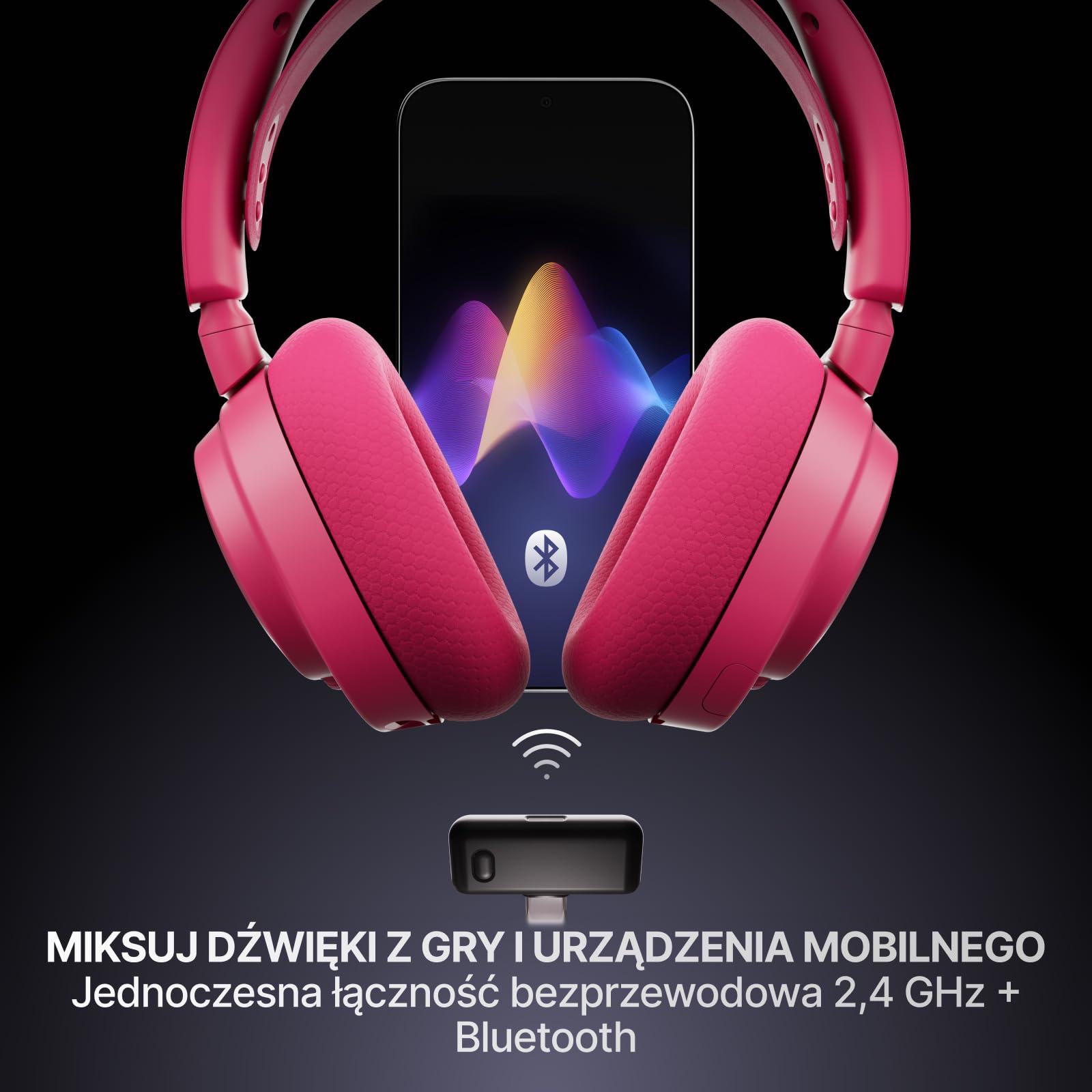 SteelSeries Arctis Nova 7 Wireless Gen 2 do gier -sterowanie aplikacją w czasie rzeczywistym - 50H + -przetworniki magnetyczne z magnesem neodymowym -miks 2,4 GHz/Bluetooth - PC,PS5, Switch 1/2,mobile