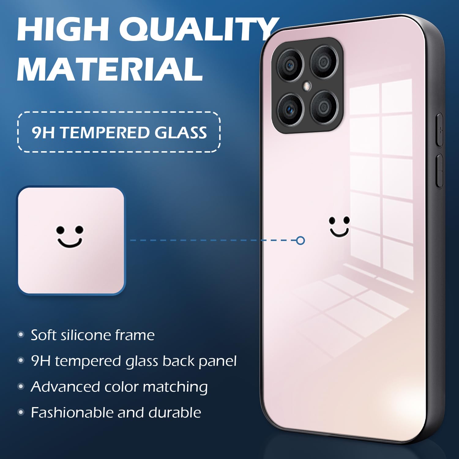 GOGME Cover Per Honor X8 – Custodia In TPU Effetto Sfumato Rosa/Oro – Angoli Rinforzati, Antiurto, Morbida, Trasparente, Sottile