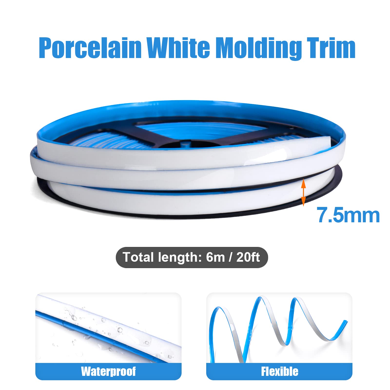 Flexible Caulk Moulding Trim Strips, Decorative Sealing Tape, Silicone Sealant Caulking Strip for Stove Sink Toilet Bathtub(White)