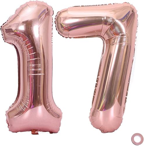 Juland Globos de números de color oro rosa, globos grandes de Mylar de 40 pulgadas, globos gigantes de números gigantes para decoraciones de fiesta