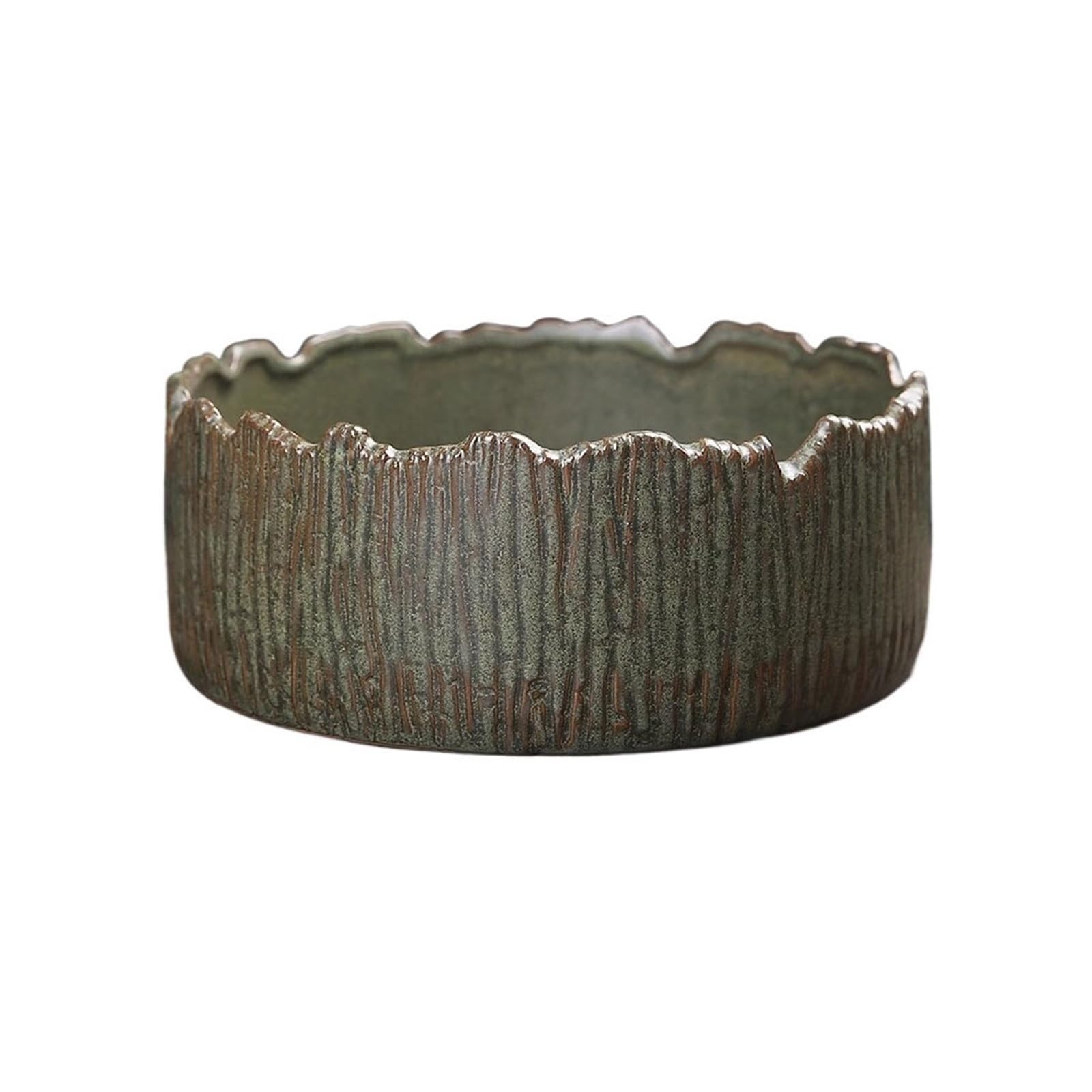 Flower Pot Tray Irregular Edges Retro Ceramic Drip Tray Imitation Tree Texture Flower Arranging Saucer Ikebana Bowl