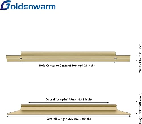 Miniatura 2 de goldenwarm LS7024BB160 - Paquete de 10 tiradores dorados de latón cepillado de 6-14 pulgadas, tiradores de armario de baño LS7024BB160