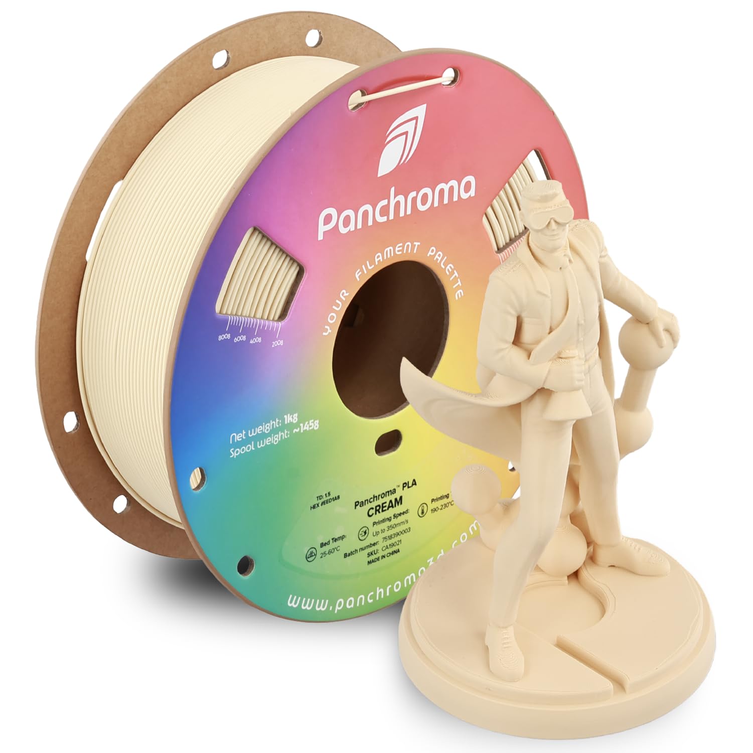 Polymaker Panchroma PLA Cream 3D Printer Filament, 1.75mm, 1kg Spool, Easy to Print, High Speed Printing, Tangle Free, AMS Compatible, Perfect for