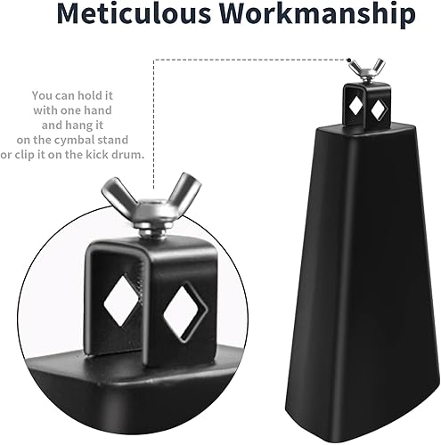 Miniatura 3 de Soulmate Cencerro de Vaca 22.86 cm de Acero Cencerro de Vaca Instrumento Fabricantes de Ruido Percusión de Mano Cencerros de Vaca con Mango y Palo