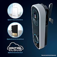 Vista 4 de Night Owl Timbre de video inteligente de doble alimentación Wi-Fi con batería 2K - Negro