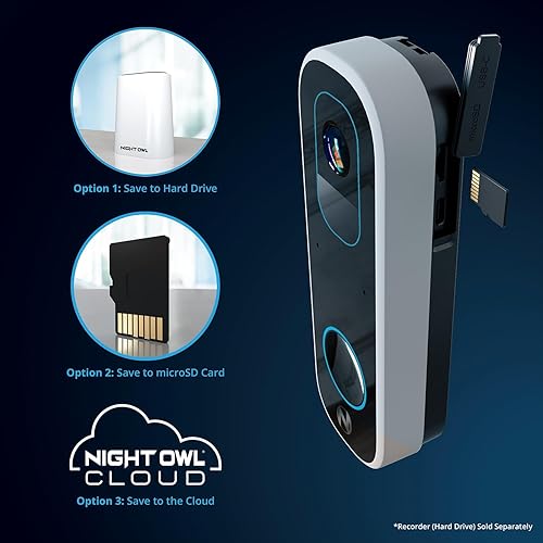 Miniatura 4 de Night Owl Timbre de video inteligente de doble alimentación Wi-Fi con batería 2K - Negro